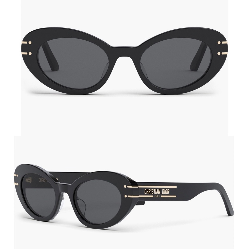 DIOR The Diorsignature B3U 51mm Butterfly Sunglasses SHINY BLACK / SMOKE NWT